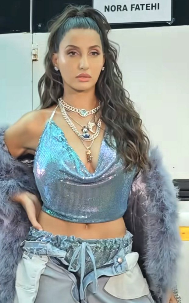 Nora Fatehi in a shiny chainmail top and inside out denim jeans is breaking fashion boundaries