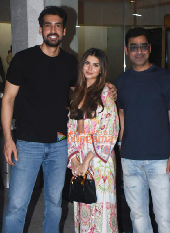photos tara sutaria dhairya karwa and murad khetani snapped the special screening of film apurva 3