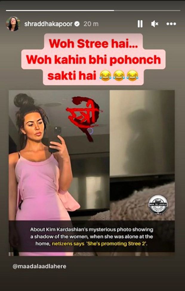 Shraddha Kapoor's hilarious reaction to Kim Kardashian's mirror selfie with mysterious woman leaves fans in splits; says, “Woh Stree hai..”