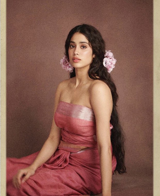 Janhvi Kapoor takes us back in time with her vintage photo-shoot in pink saree and flowers in her hair