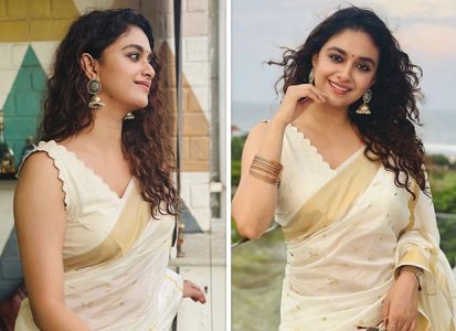 Keerthy Suresh is radiating Onam elegance in timeless Kasavu Saree : Bollywood News Keerthy Suresh is radiating Onam elegance in timeless Kasavu Saree : Bollywood News