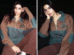 Khushi Kapoor goes comfy chic in a sweatshirt and pants with her brown converse shoes at Tanisha Santoshi’s b’day party