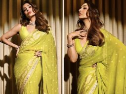 Malaika Arora is a picture of ethnic grace in lime green saree by Anita Dongre worth Rs.75,000