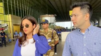 Parineeti Chopra & Raghav Chadha twin in blue at the airport