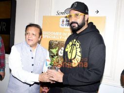 Photos: Abhishek Bachchan, R. Balki, Saiyami Kher, Angad Bedi snapped at Le Reve Theater in Bandra for Ghoomer celebration with specially-abled kids