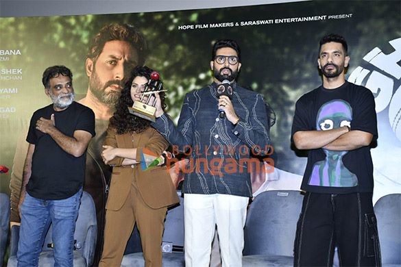 photos abhishek bachchan saiyami kher angad bedi and r balki snapped at ghoomer trailer launch1