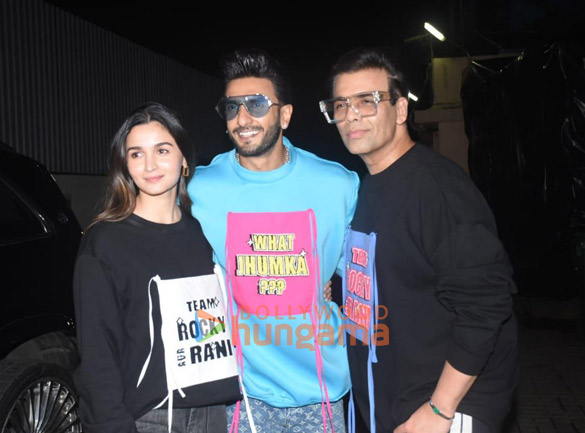 Photos: Ranveer Singh, Alia Bhatt and Karan Johar snapped promoting their film Rocky Aur Rani Kii Prem Kahaani at PVR, Juhu