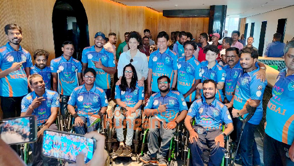 Photos: Saiyami Kher snapped at a special screening of Ghoomer for disabled paraplegic cricketers of the DCCI – An arm of BCCI
