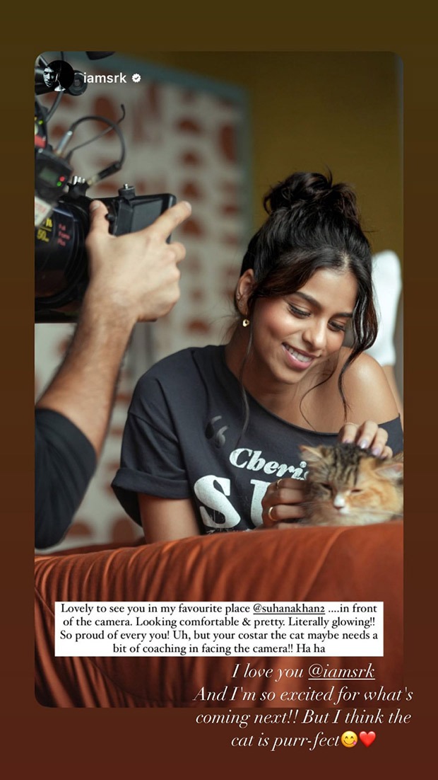 Doting Dad Alert: Shah Rukh Khan celebrates Suhana Khan as she faces camera “looking comfortable”; leaves a witty remark for her “purr-fect” co-star  