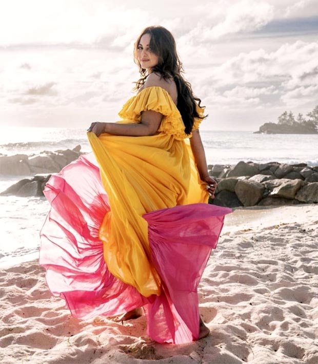 Sonakshi Sinha is making her beach days look fabulous in flowy colour blocked maxi dress