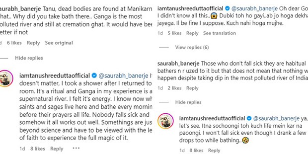 Tanushree Dutta takes a dip in Ganga at Manikarnika Ghat, fans express concern over pollution; actress says, “Jo hoga dekha jayega”