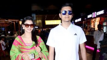 Urvashi Rautela looks pretty in a salwar as she smiles for paps