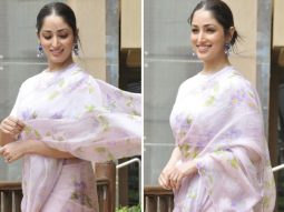 Yami Gautam paints the town floral in ethereal lilac floral saree as she promotes OMG 2