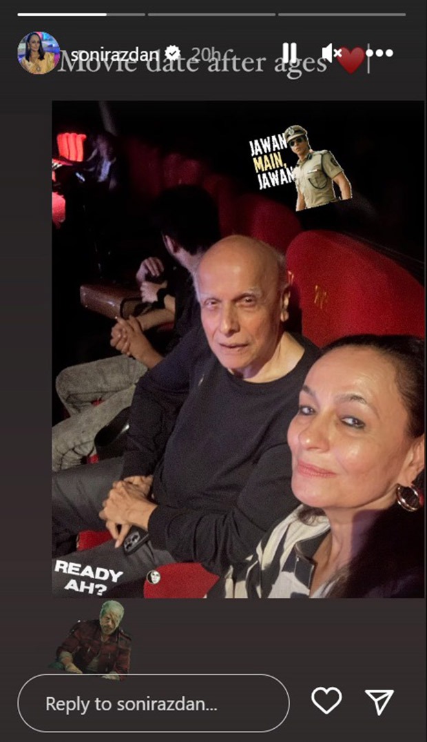 Soni Razdan and Mahesh Bhatt enjoy a “movie date after ages”; watch Shah Rukh Khan starrer Jawan