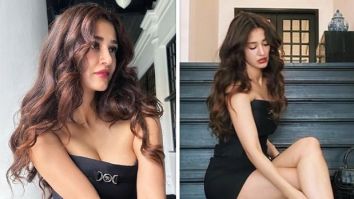 Disha Patani slays in Singapore wearing a stunning Versace black dress paired with a luxurious Versace purse worth Rs. 2.73 lakhs