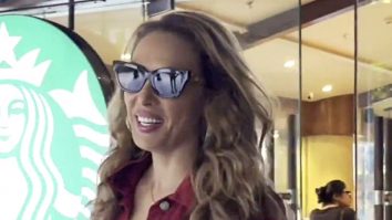 Iulia Vantur strikes a pose for paps as she gets clicked outside Starbucks
