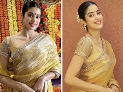 Janhvi Kapoor is a sight of sheer ethnic bliss in a golden saree as she graces Manish Malhotra’s Ganesh Chaturthi Celebrations