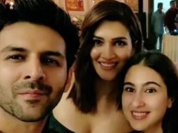 Kartik Aaryan, Sara Ali Khan, Kriti Sanon, pose together at Gadar 2 bash and photo goes viral