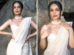 Manushi Chhillar shines like a lustrous pearl in this ethereal white saree