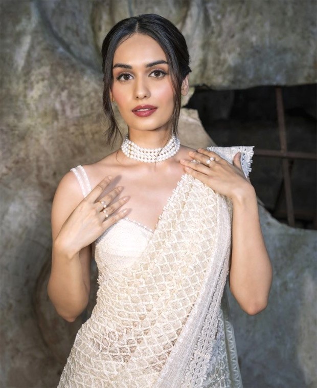 Manushi Chhillar shines like a lustrous pearl in this ethereal white saree