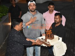 Photos: Ranbir Kapoor snapped cutting cake with fans and the media outside his Bandra home