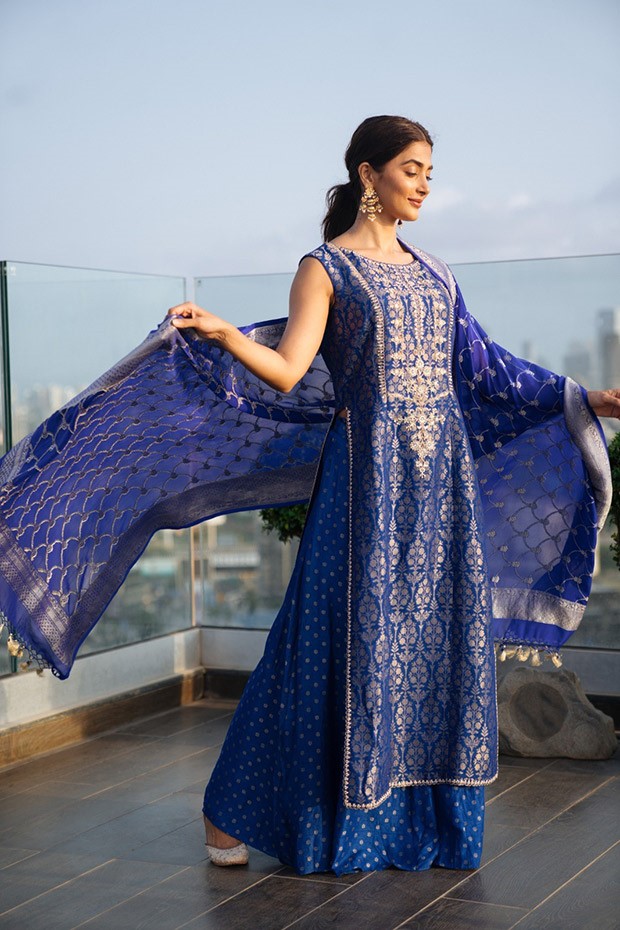 Pooja Hegde is keeping our weekday blues at bay in a breezy kurta set by Anita Dongre worth Rs.1.20 Lakh