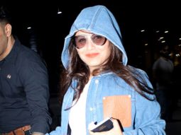 Rani Mukerji wears a denim hood as she gets clicked at the airport