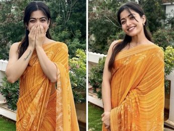 Rashmika Mandanna makes wedding guest look bright in yellow Anita Dongre saree Rashmika Mandanna makes wedding guest look bright in yellow Anita Dongre saree