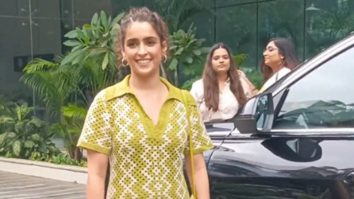 Sanya Malhotra out for Jawan promotions in a beautiful green knitted dress