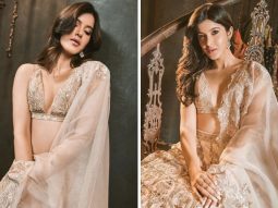 Shanaya Kapoor in an enthralling blush pink lehenga by Shyamal & Bhumika is a treat for sore eyes