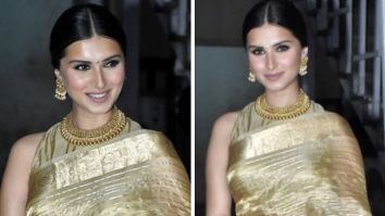 Tara Sutaria brings six yards of elegance in golden saree by Ekaya Benares