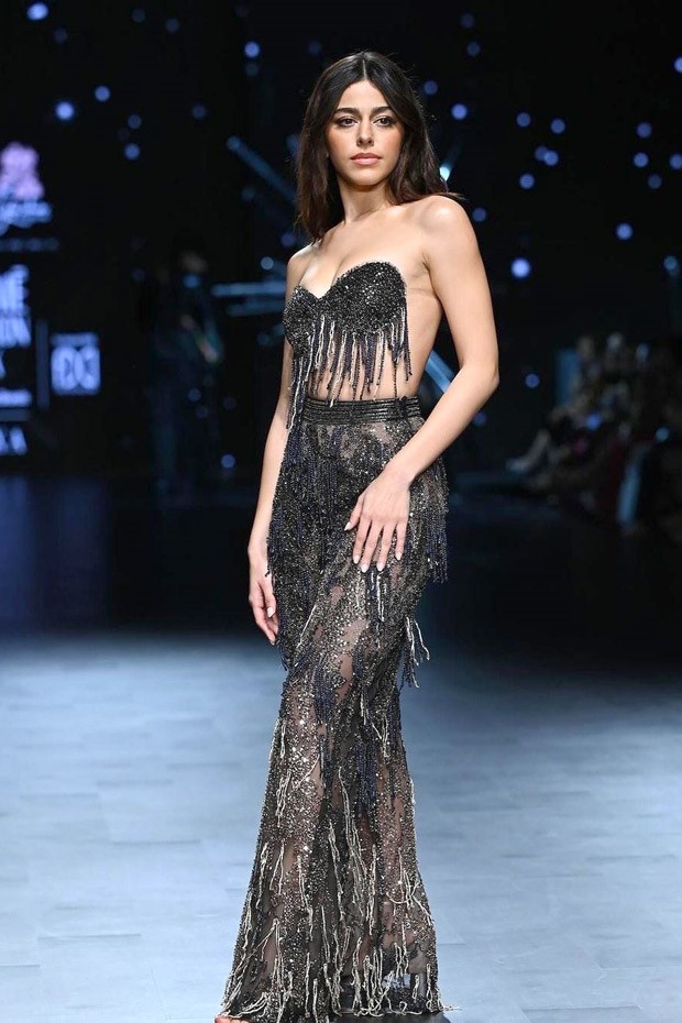 Alaya F walks the ramp in black sequinned co-ord set at Lakme Fashion Week Day 2