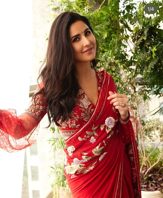 Katrina Kaif stuns in a red saree, spreading festive cheer as she wishes her fans a Happy Dusshera