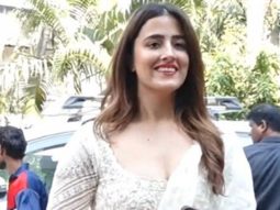 Nupur Sanon opts for a red lip in a gorgeous white salwar