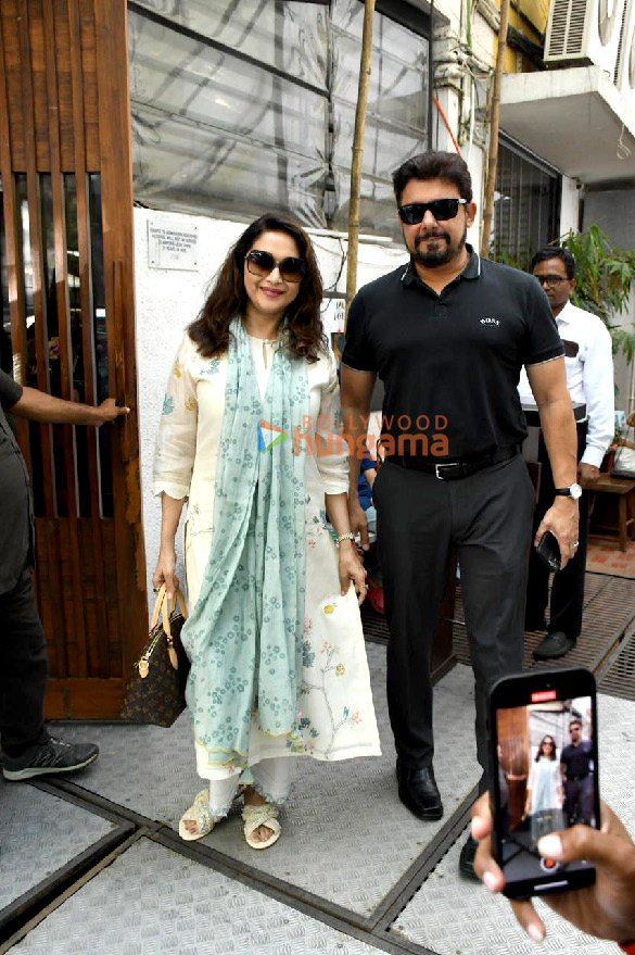 Photos: Madhuri Dixit snapped with Husband Dr. Shriram Nene in Bandra