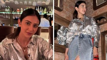 Rakul Preet celebrated her birthday yesterday in style, effortlessly rocking a silver shirt and denim skirt
