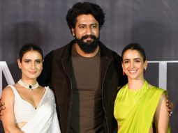 Vicky Kaushal poses with Sanya Malhotra & Fatima Sana Shaikh for Sam Bahadur teaser launch