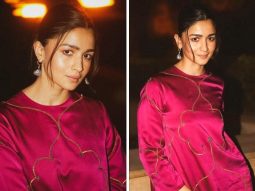 Alia Bhatt is setting the right festive mood in rani pink kurta set by Raw Mango worth Rs.52,500