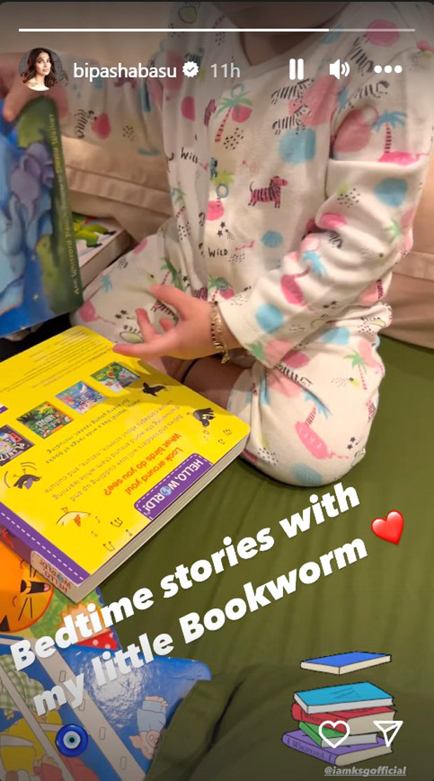 Bipasha Basu shares adorable glimpse into bedtime stories with daughter Devi; calls her a “bookworm”