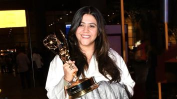 Ektaa R Kapoor flaunts her Emmy trophy at the airport terminal in Mumbai