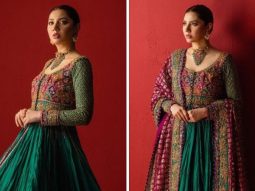 Mahira Khan mesmerizes as the muse for designer Umar Sayeed, gracefully donning a stunning green anarkali
