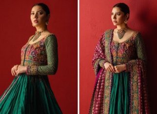Mahira Khan mesmerizes as the muse for designer Umar Sayeed, gracefully donning a stunning green anarkali