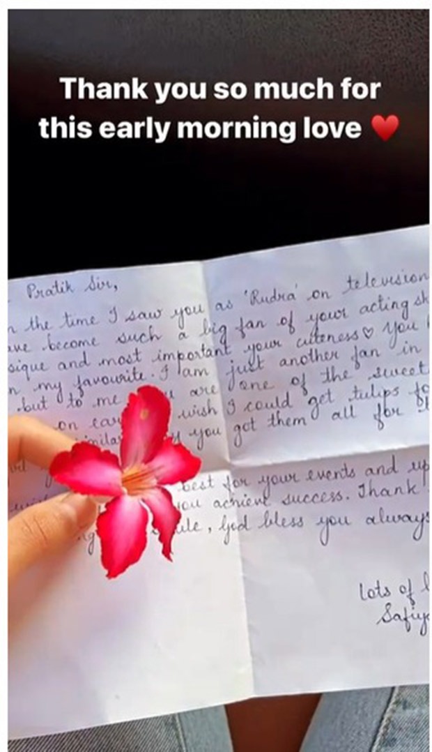 Naagin 6 fame Pratik Sehajpal receives a heart-warming letter from a fan while shooting in Goa