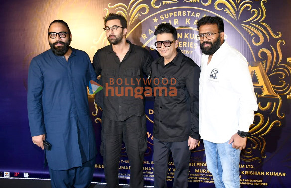 photos ranbir kapoor rashmika mandanna sandeep reddy vanga and bhushan kumar snapped at animal trailer preview 3