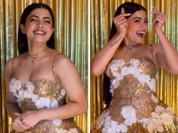 Rashmika Mandanna looks like a real-life barbie doll in sparkling golden dress