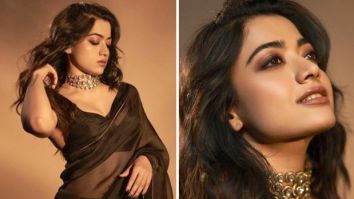Rashmika Mandanna slays in elegance, donning a black saree for Animal promotions with Ranbir Kapoor