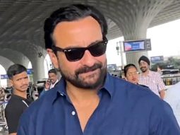 Saif Ali Khan gets clicked in a blue shirt at the airport by paps