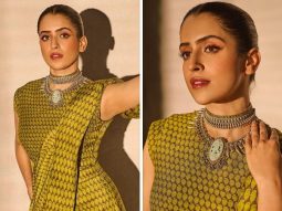 Sanya Malhotra takes the desi route in a gorgeous bright green saree for Sam Bahadur promotions