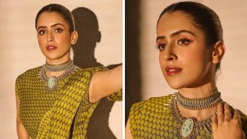 Sanya Malhotra takes the desi route in a gorgeous bright green saree for Sam Bahadur promotions