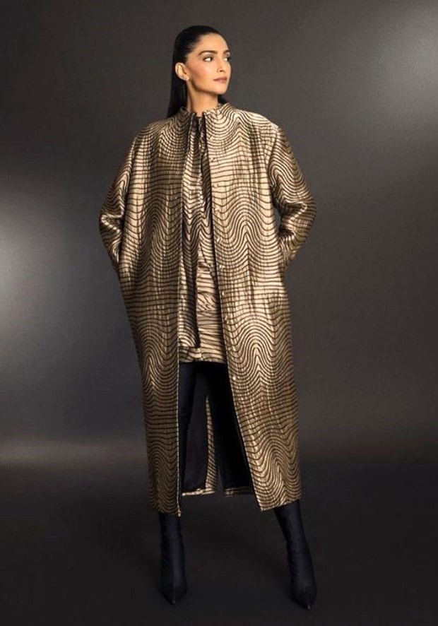 Sonam Kapoor is topping the trend chart in golden mini dress and stylish long jacket